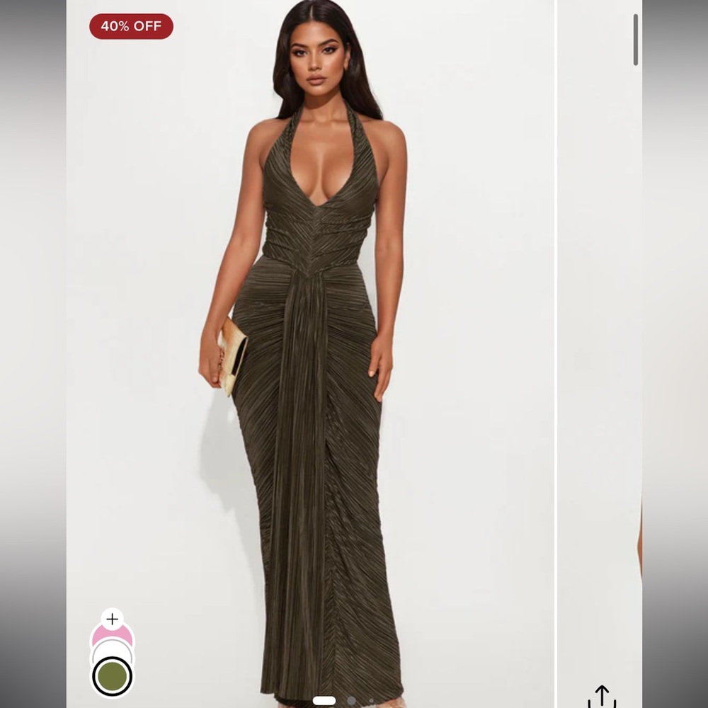 Halter Top Olive Green Dress